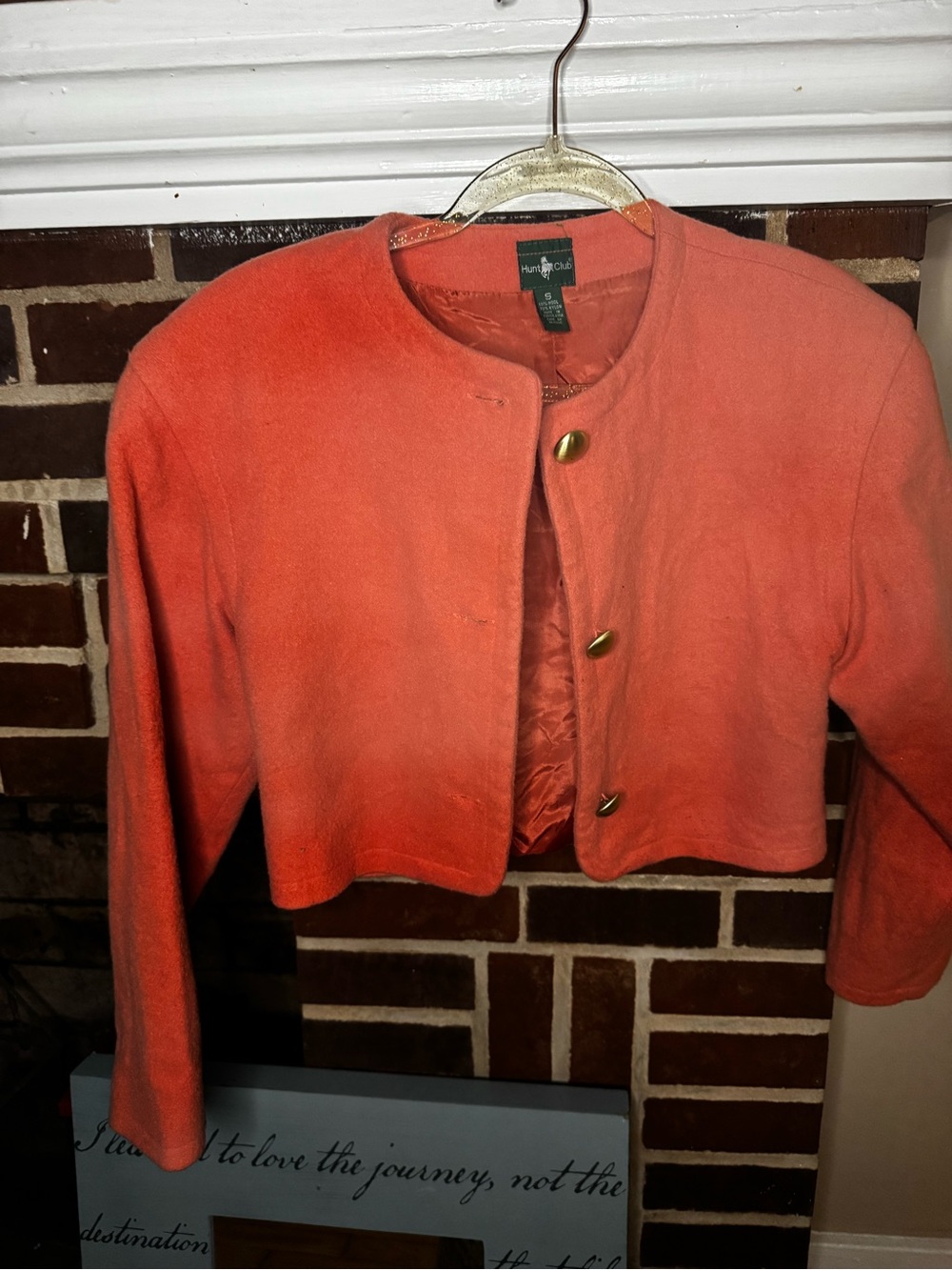 Vintage Hunt Club Coral-Orange Cropped Wool Jacket